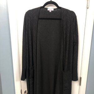 Black textured Lularoe Sarah cardigan duster.  used.